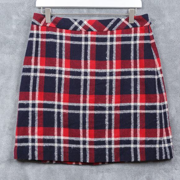 BROOKS BROTHERS Red Fleece Plaid Mini Skirt Wool Blend Preppy Academia Sz 6 - Picture 1 of 6